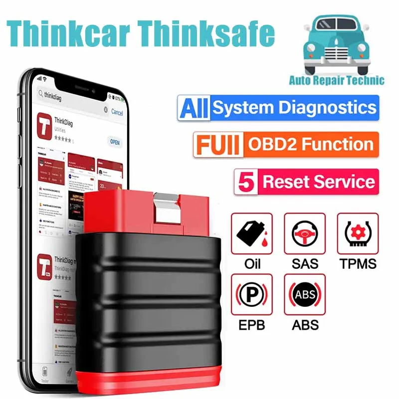 

Thinkcar Thinksafe Full System OBD2 Bluetooth Scanner Code Reader Car All System Scan 5 Reset Auto Diagnostic Tools PK Thinkdiag