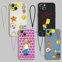 the simpsons anime for apple iphone 13 12 11 pro max mini xs xr x 8 7 6s 6 plus liquid rope with lanyard phone case