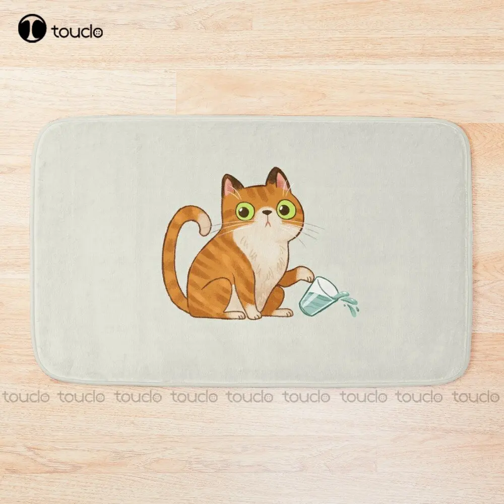 

Cat Tipping Glass Bath Mat Hotel Bathroom Carpet