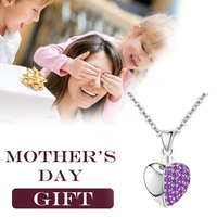 mom round shape hanging pendant necklace setting cubic zirconia link chain gold and silver color necklace for mothers day