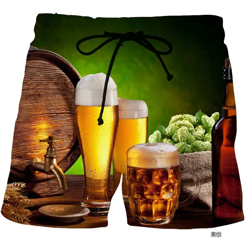 

Summer Men's Whiskey Bubbles Short Pants Men's Liqueur Graphic Beach Wines Shorts 3D Pattern Beer Boardshorts Plus Size 6XL 7XL