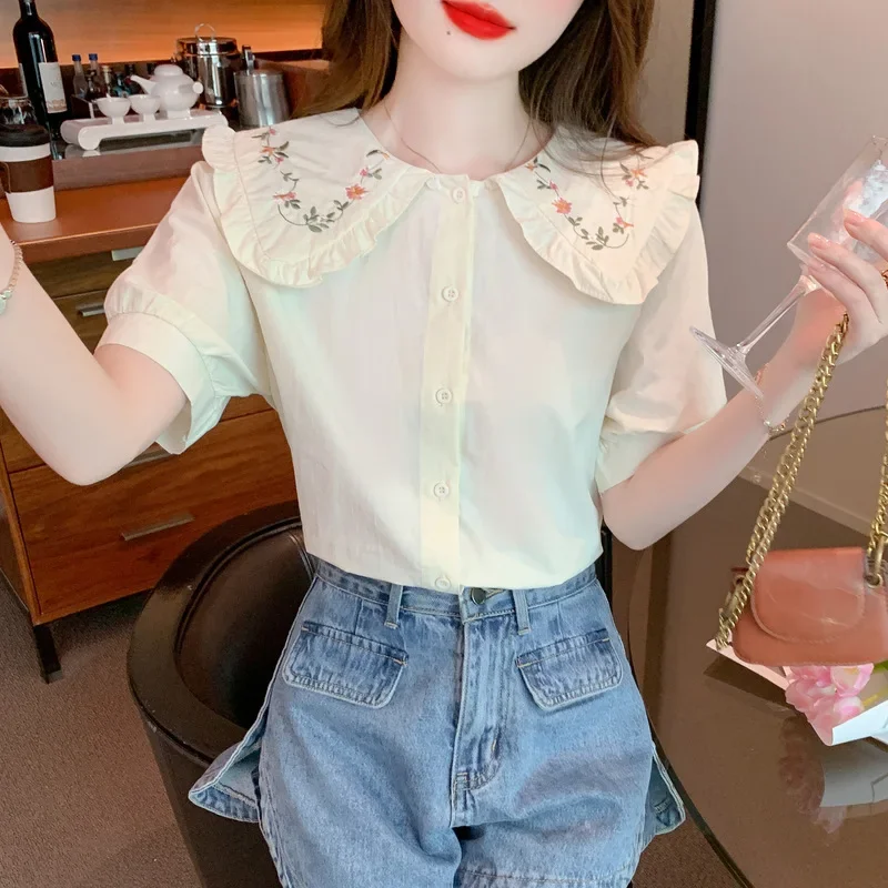 2024 модный вышитый облегающий Женский мягкий Элегантный Простой Топ во