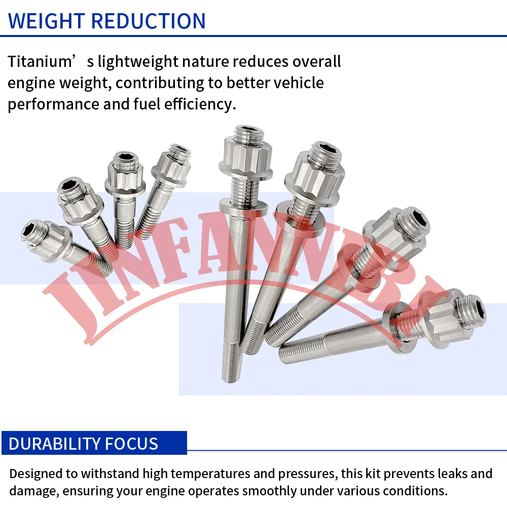 Шпильки головки блока цилиндров комплект титановых гаек болтов Ti для Honda TRX400EX