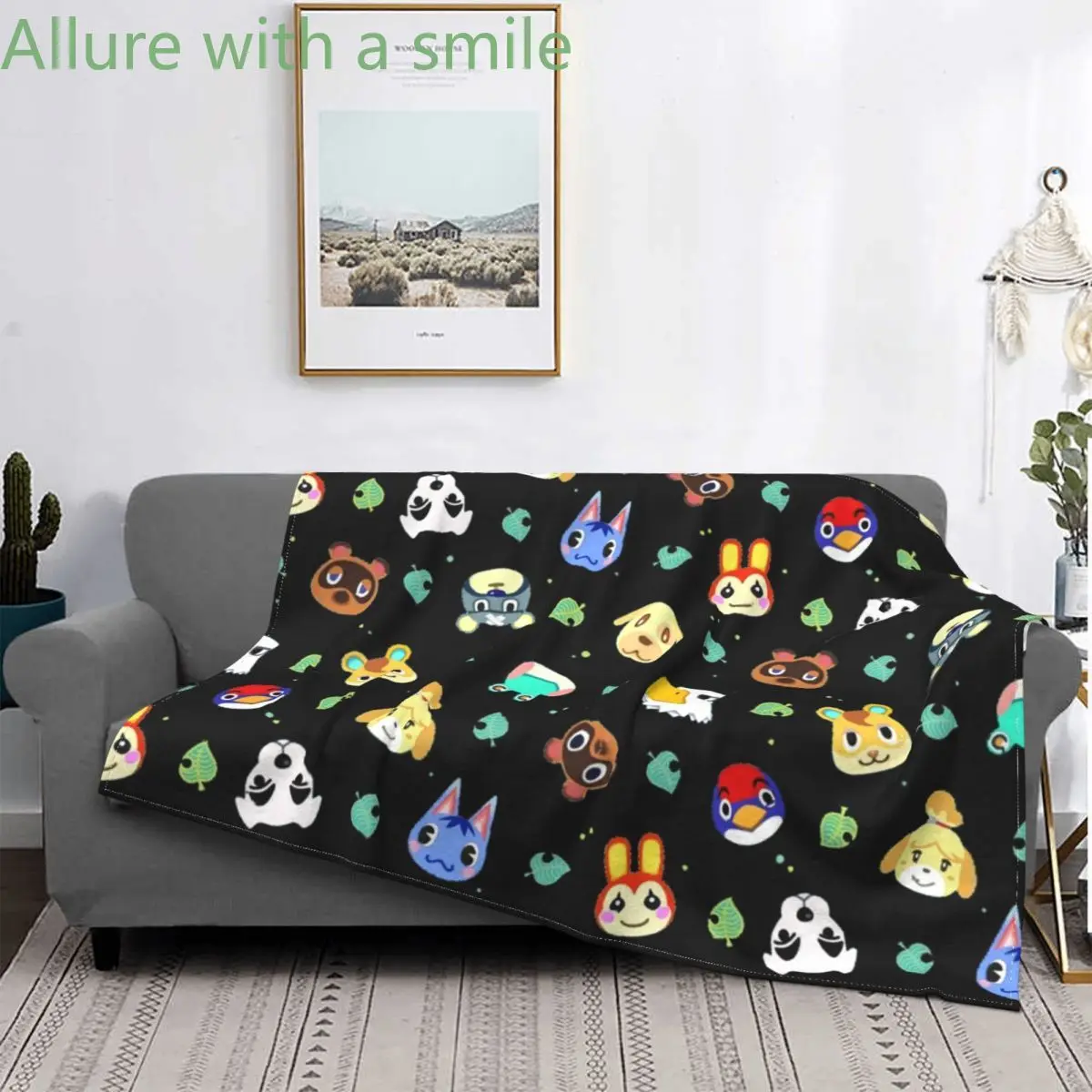 

Animal Crossing Pattern Blanket Horizons Plush Thick SuperSoft Flannel Throw Blanket For Sofa Bedspread Cover Travel Gift