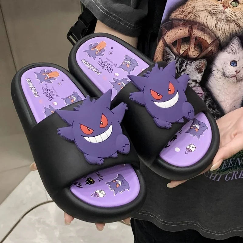Фото Периферийные тапочки в стиле аниме Pokemon Gengar для мужчин и женщин, модные и крутые инфракрасные противоскользящие тапочки для пары из Евы в Интернете, подарок №4