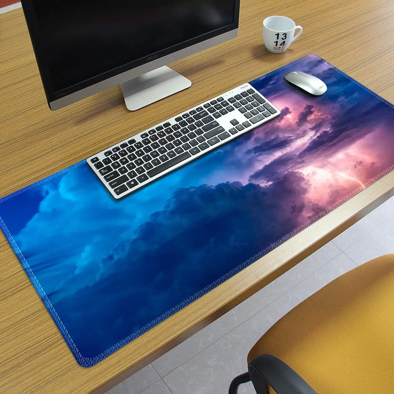 

Extra Large Extended Gaming Desk Mat Non-Slip Rubber Pads Stitched Edges Mouse Pad 35.4 x 15.7 inch for Laptop Home Office