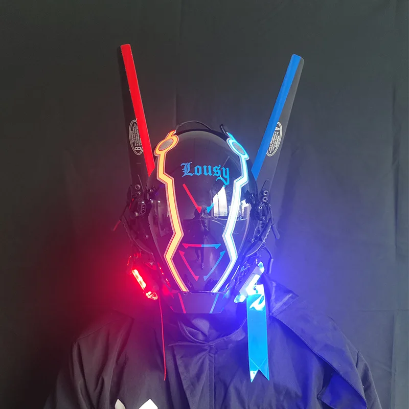 

[Funny] Very cool LED Light Technology Helmets Mask figure model Halloween Costume party Music Festival Cosplay show props gift