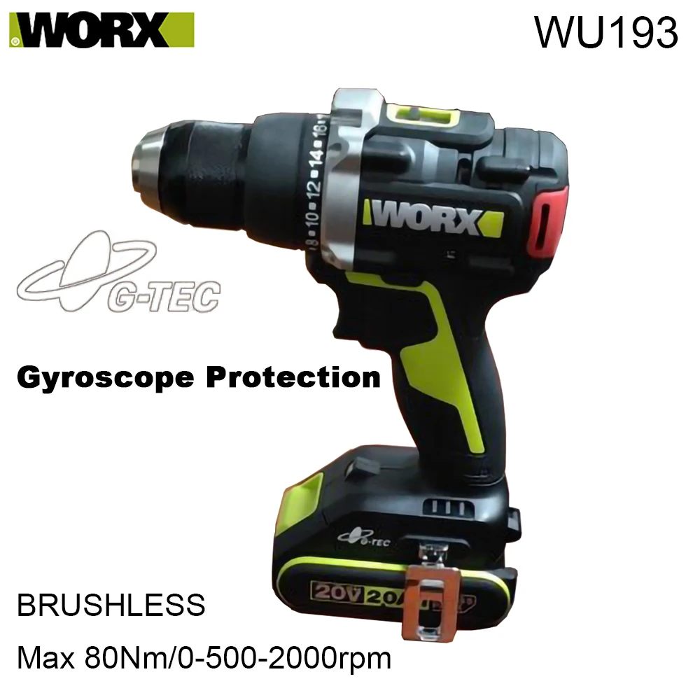 Беспроводная Дрель WORX WU193, 20 в, 80 нм, 2000 об./мин. Беспроводная Дрель WORX WU193, 20 в, 80 нм, 2000 об./мин.