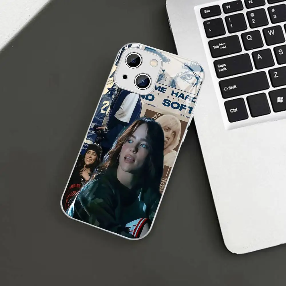 Фото Защитное стекло Pop B-Billies Singer E-EilishS для iPhone 14 13 12 11 Pro Mini XS MAX 14Plus X XS XR №2