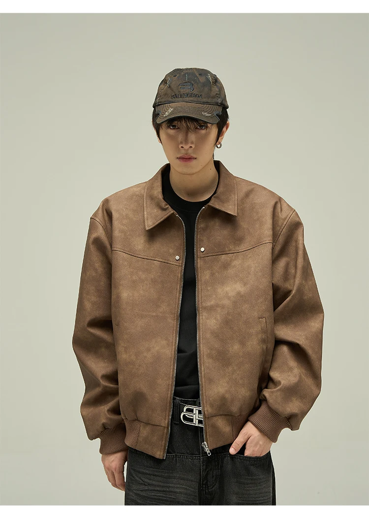 Куртка мужская замшевая в стиле ретро уличный Повседневный бомбер на молнии