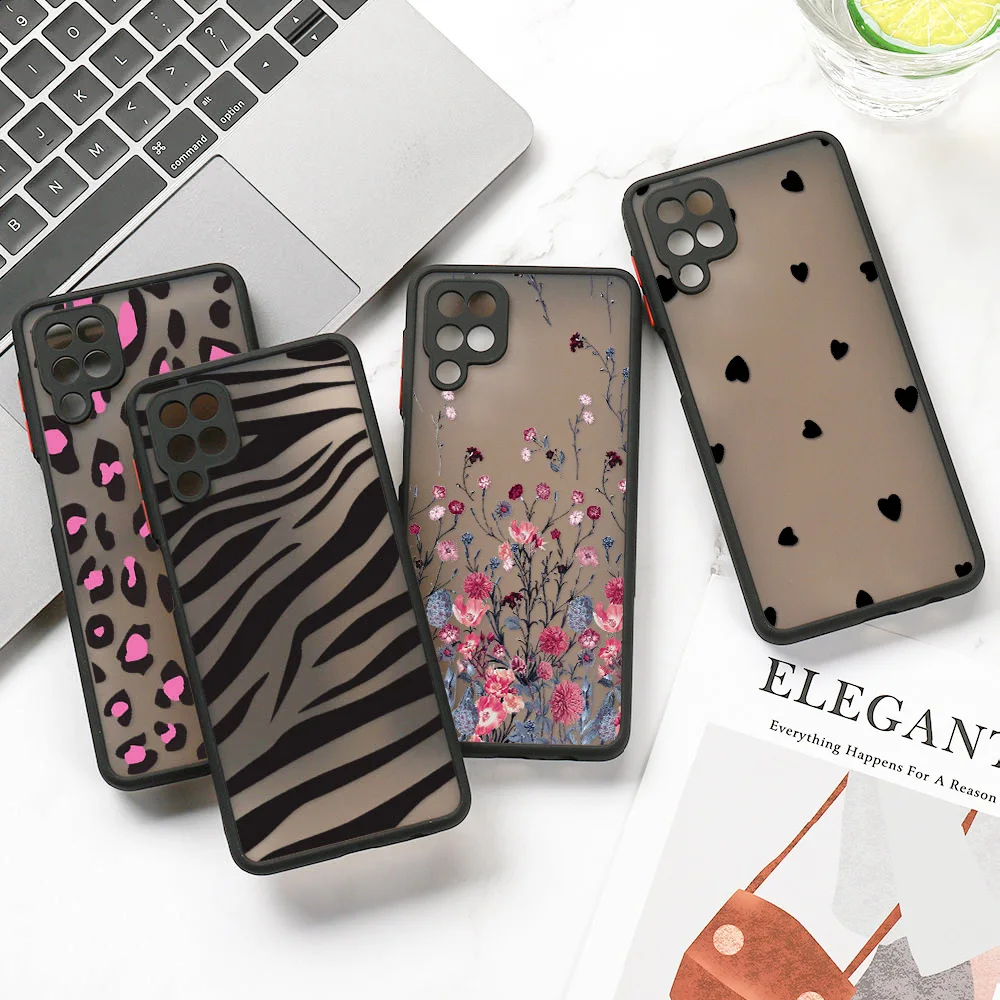 For Samsung A53 5g Case For Samsung A52 A52S 5g Case A73 A72 A32 A51 A12 A13 A22 A71 S22 Ultra S20 FE Clear Flower Leopard Cover