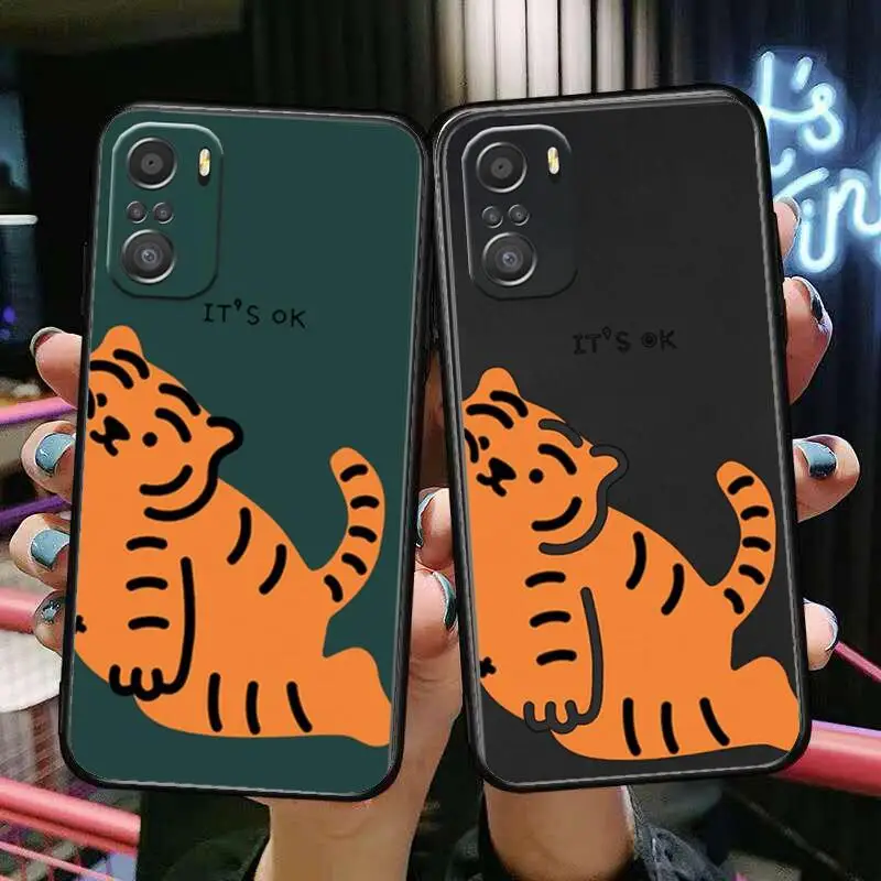 

funny cute tiger Phone Case For xiaomi mi 11 Lite pro Ultra 10s 9 8 MIX 4 FOLD 10T 5g Black Cover Silicone Back Prett