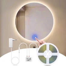 Touch Sensor Dimmable LED Makeup Mirror Light 12V COB Strip Dressing Table Vanity Background Lighting For Bathroom Bedroom Decor