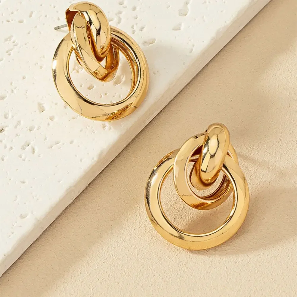 Новые модные маленькие серьги-гвоздики для женщин золотого цвета металлические