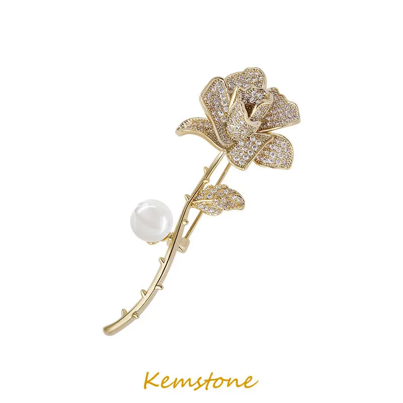 

Kemstone 2022 New Fashion Jewelry Temperament Brooches & Pins Vintage The New Rose Brooch with Suit for Women
