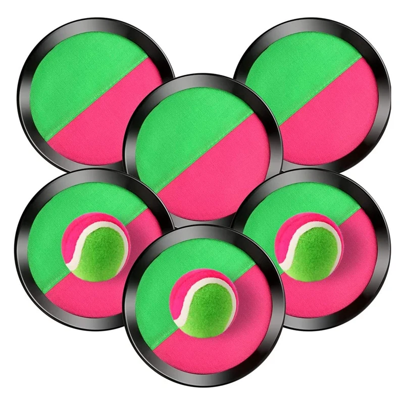 

TOY Paddle Toss And Catch Ball Set Toss Paddle Ball Game With 3 Sticky Balls 6 Paddles For Outdoor Games Gift For Kids