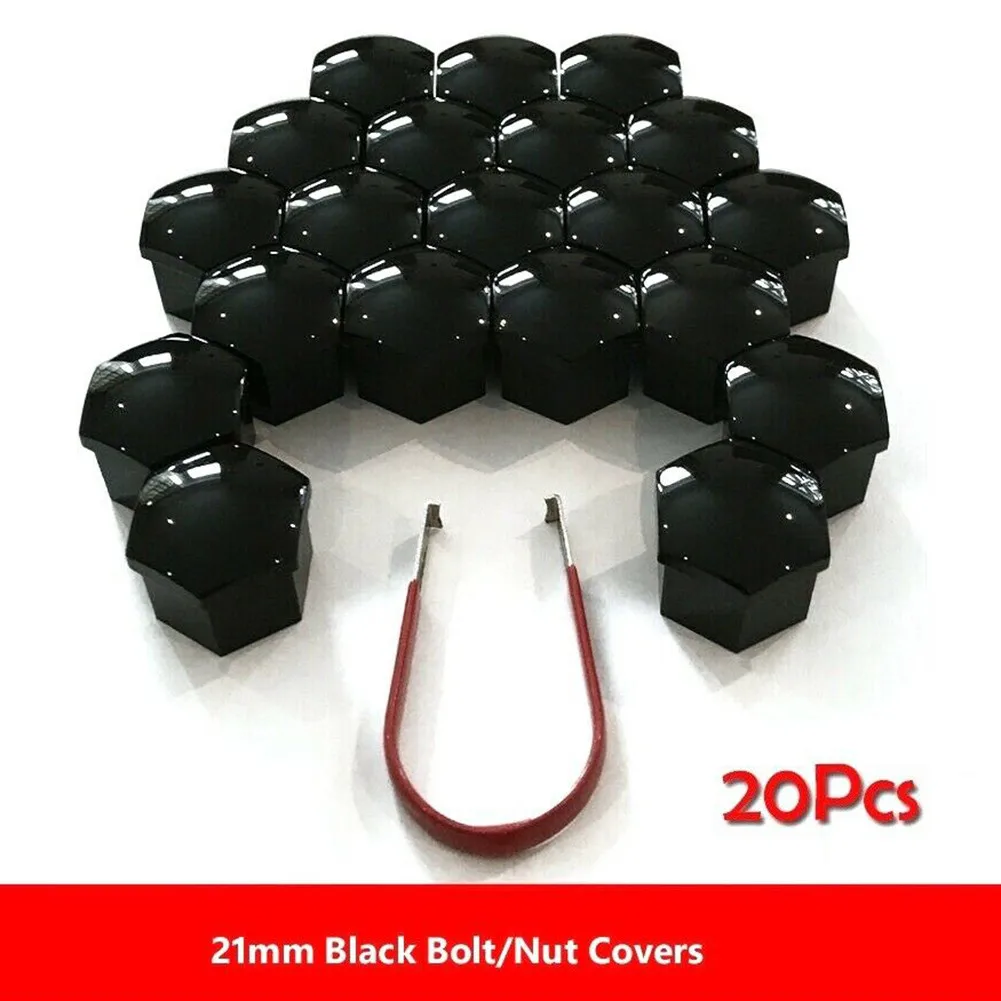 

+ REMOVAL TOOL Wheel 20PCS NUT BOLT 21MM ALLOY Accessories Black COVERS