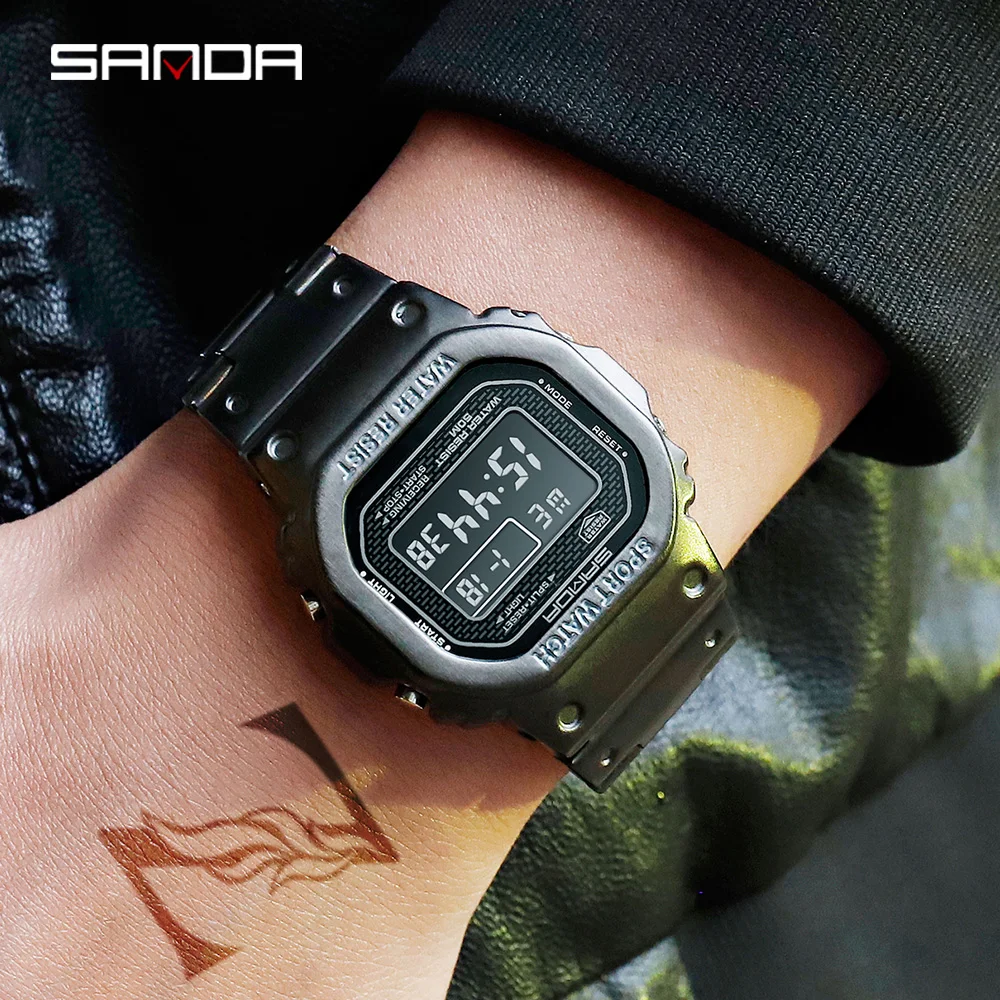 

SANDA Men Outdoor Sports Watch Man Count Down Waterproof Watch Business Stainless Fashion Digital Wristwatches Relogio Masculino