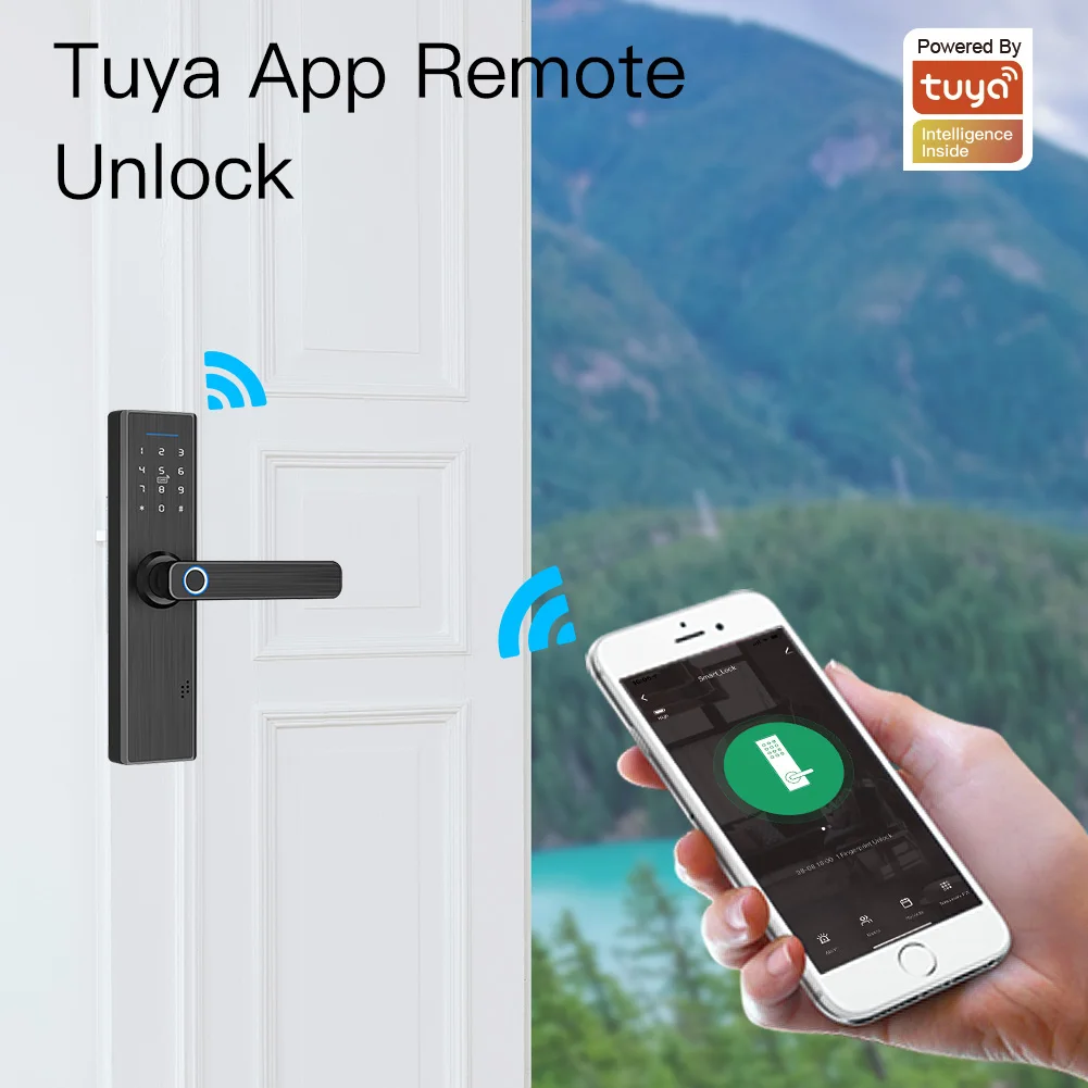 Moeshouse Tuya WiFi Multiple Unlocking Fingerprint Lock, Security Intelligent Smart Lock With Smart Life Password RFID Door Lock
