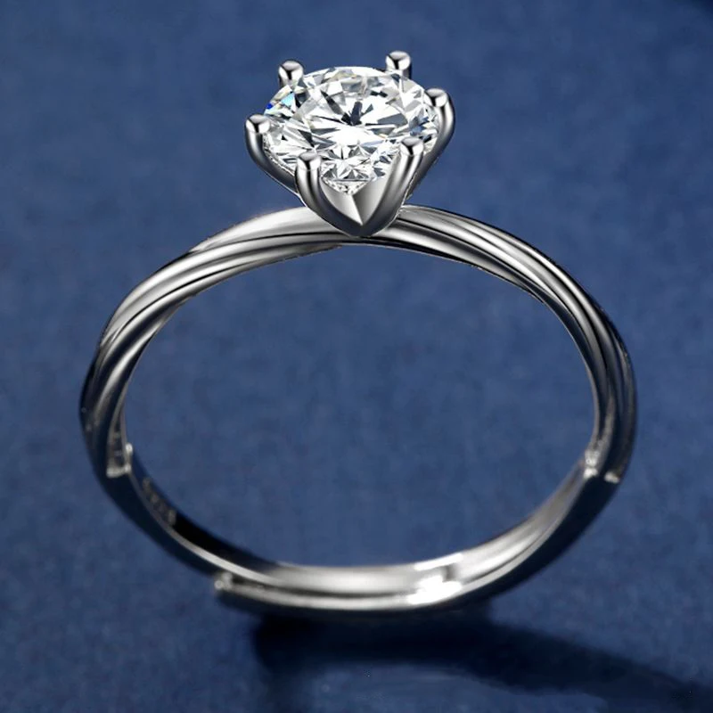 Модное прозрачное кольцо в виде короны из серебра пробы с платиновым покрытием и