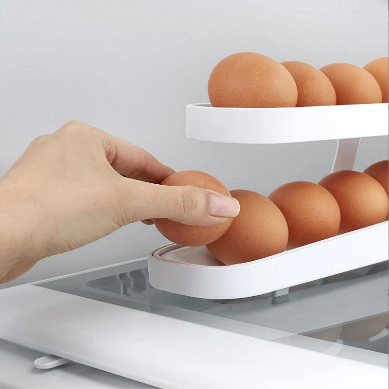 

Automatic Scrolling Egg Rack Upgrade Egg Storage Box Container Organizer Rolldown Refrigerator Egg Dispenser Fridge Kitch Tools