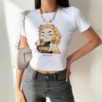 japanese anime demon slayer kimetsu no yaiba harajuku crop top t shirt 2022 summer hip hop tshirt short sleeve tops tees female