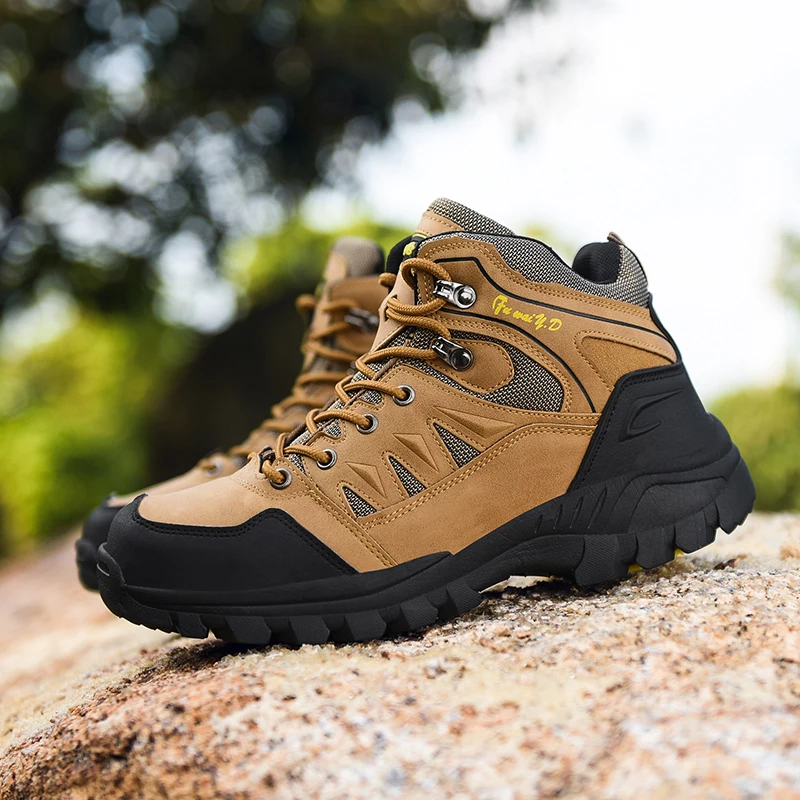Brown Hiking Boots Men Light Comfortable Men Trekking Shoe Travel Shoes Plus Size 47 High top Hiking Shoes Women Camping Sports