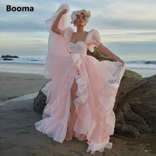 Booma-Vestidos de Fiesta de Organza para bebé, vestidos de fiesta de princesa de color rosa, mangas cortas abullonadas, volantes, corte en a alto, 2022