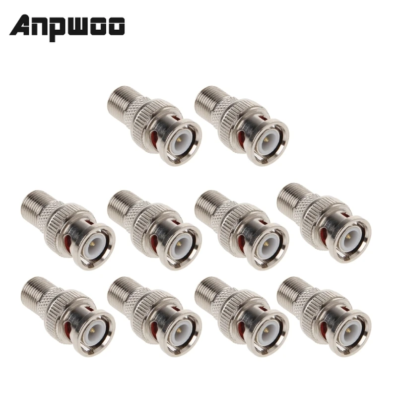 

ANPWOO 10Pcs/Set BNC Male Plug To F Female Jack Coax Connector Adapter For CCTV Camera