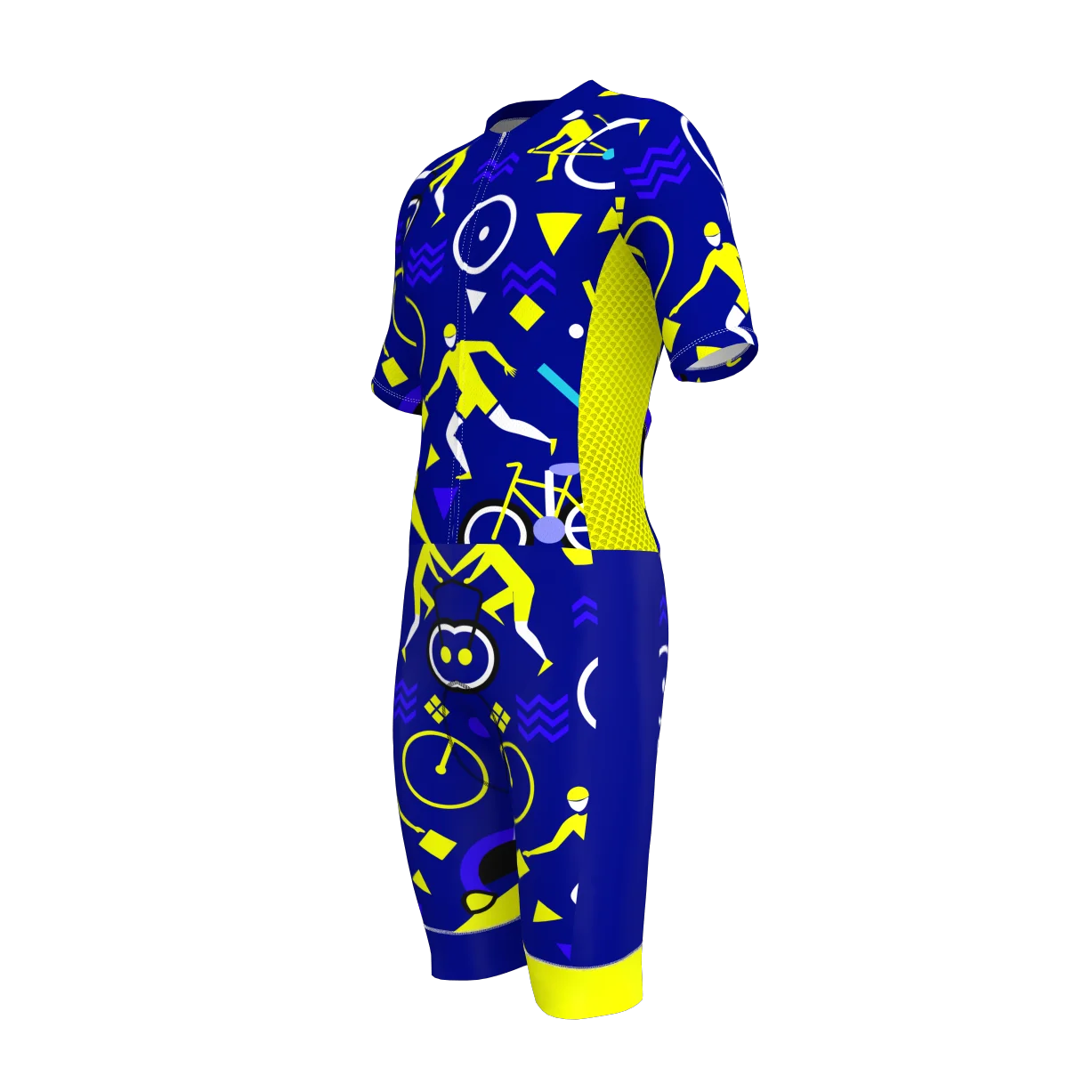 Мужской трикотажный костюм с коротким рукавом рисунком триатлона