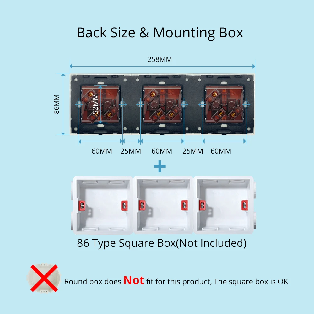 Тройная акриловая панель Wallpad 258*86 мм