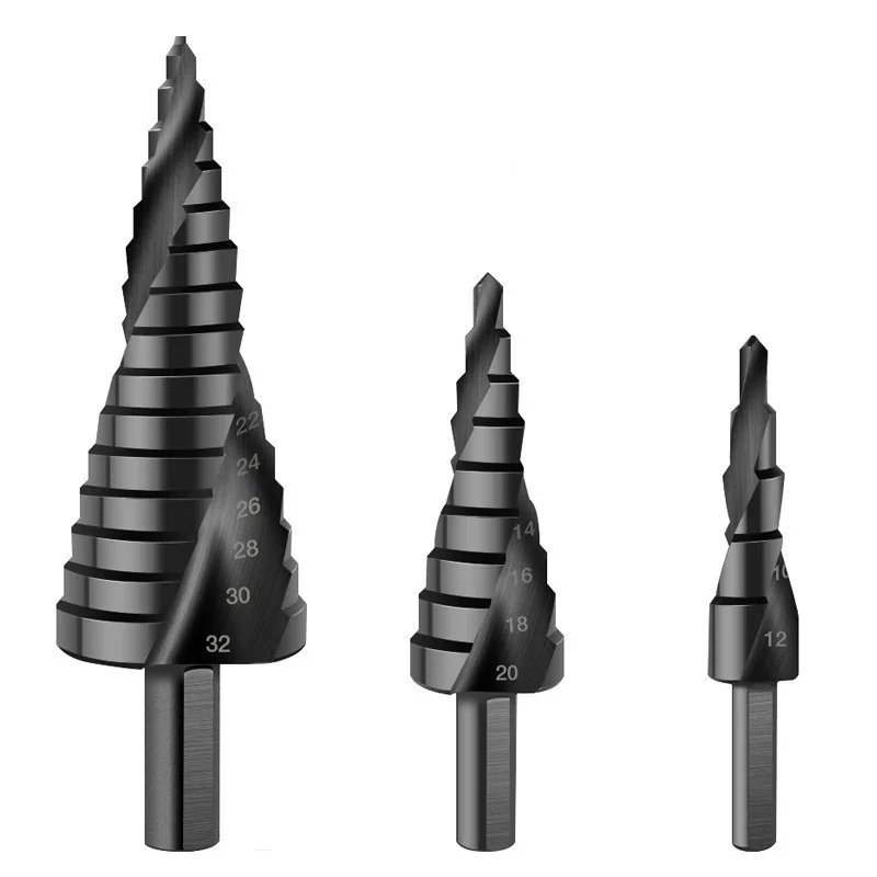 

4-12/20/32mm HSS Cobalt Step Drill Bit Set Nitrogen High Speed Steel Spiral for Metal Cone Triangle Shank Hole Metal Drills