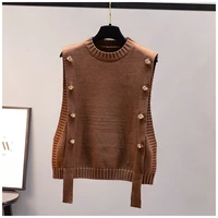 womens waistcoat spring and autumn outer wear pullover sweater 2022 fashion casual new ladies sleeveless round neck knitted top