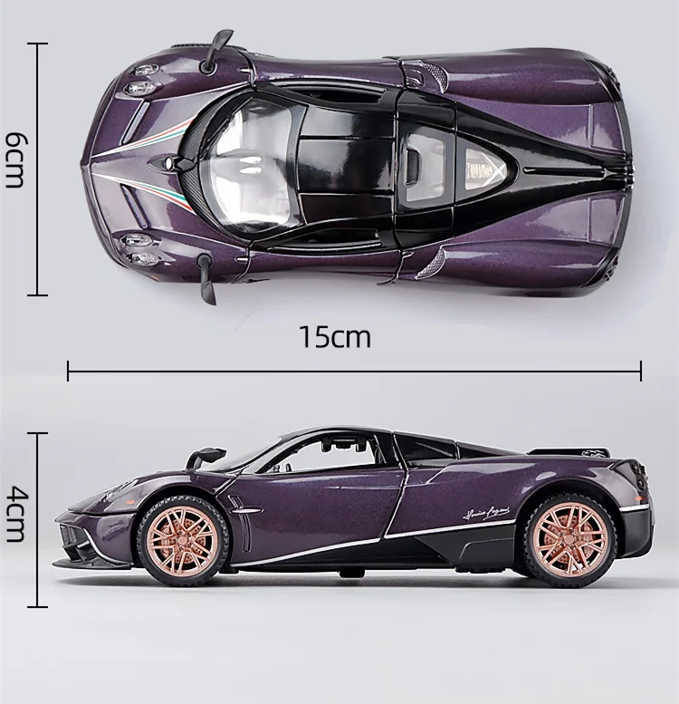 Фото 1:32 Pagani Huayra Dinastia Модель гоночного автомобиля из сплава, литые металлические игрушки, модель спортивного автомобиля, высокий симулятор, детск... №3