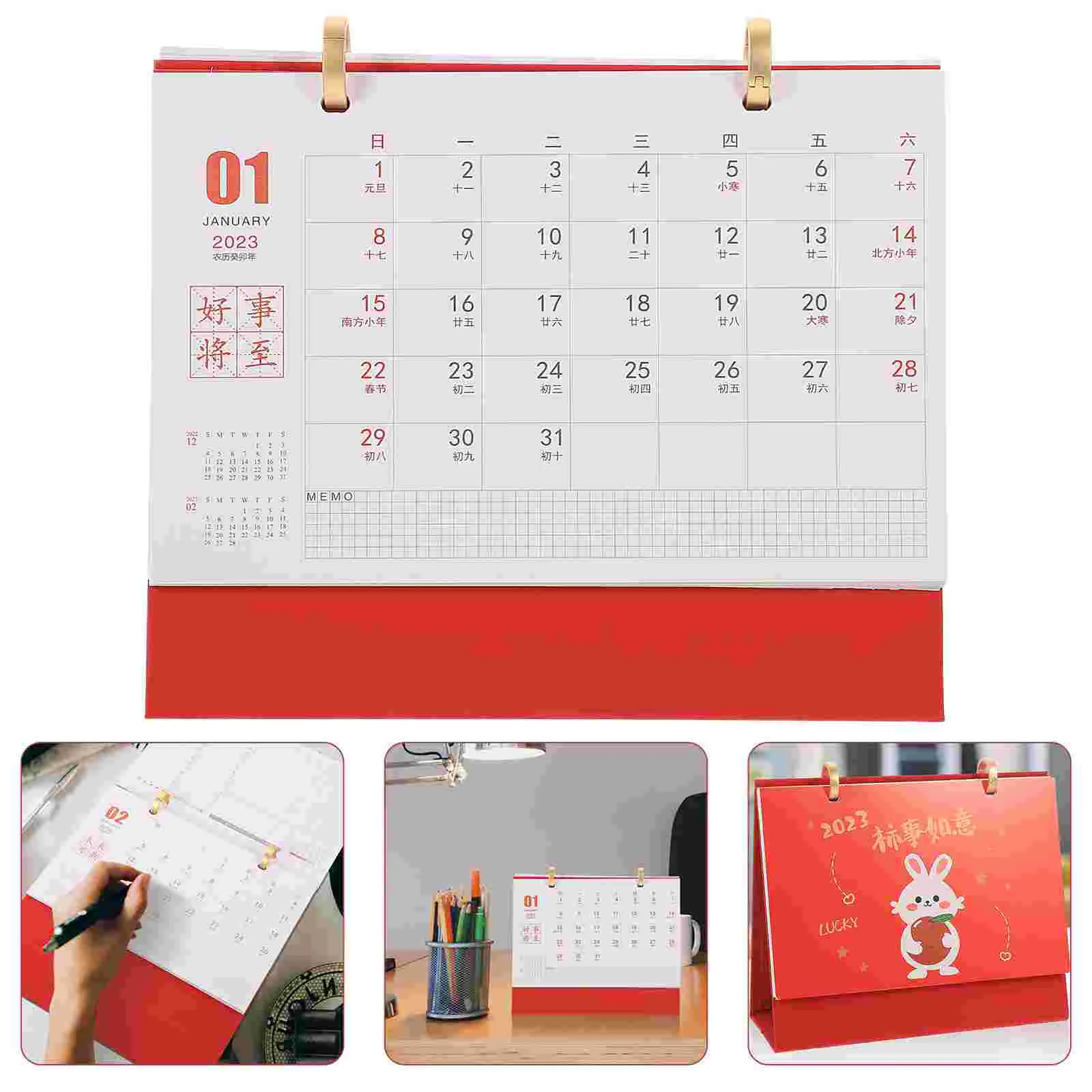 

Calendar 2023 Planner Desk New Year Monthly Standing Desktop Pad Organizerstand Daily Rabbit Zodiac Table Tearable Decor Small