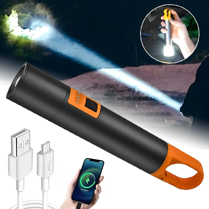 

LED Flashlight Highlight Spotlight Long Range Zoomable Emergency Torch Outdoor Flashlight Camping Light with Power Display