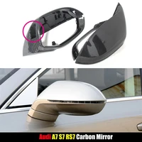carbon fiber car mirror cover caps with side lane assist replacement style fit for audi a7 s7 rs7 2011 2018