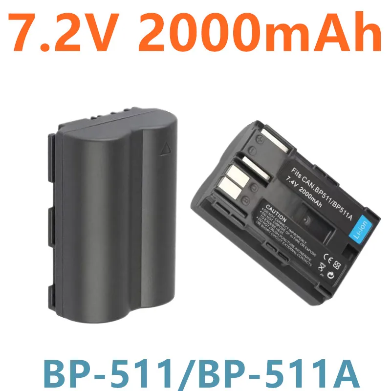 

7.2V 2000mAh BP-511 BP-511A BP 511A for Camera Battery BP511 BP 511 For Canon EOS 40D 300D 5D 20D 30D 50D 10D G6 L10