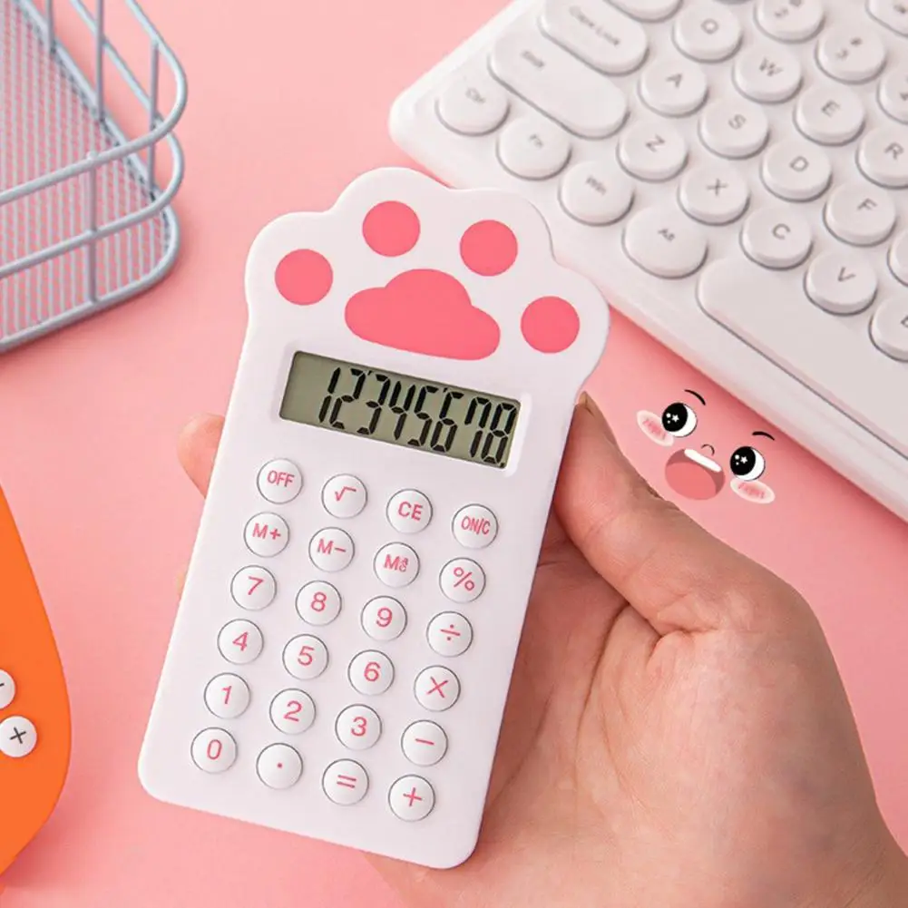 Портативный мини-калькулятор компактный мультяшный в форме кошачьей лапы и