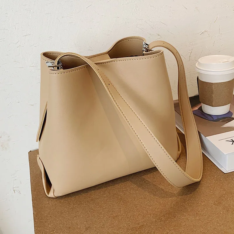 

Модная женская сумка-мешок через плечо из искусственной кожи, брендовые дизайнерские дамские мессенджеры через плечо, большие тоуты, черны...