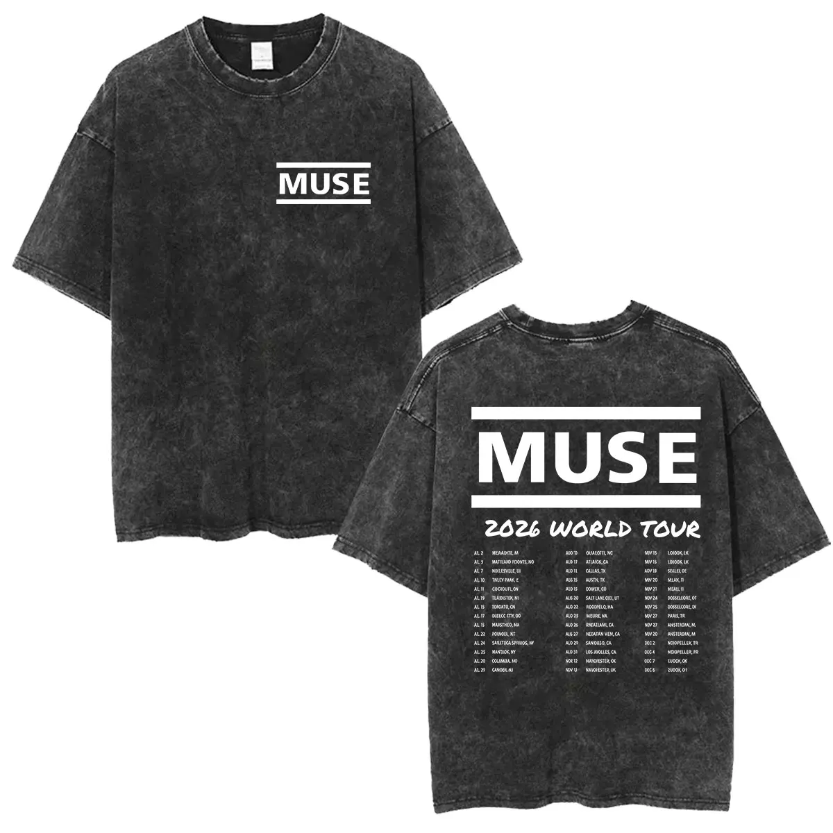 Рок-группа MUSE The Wow! Футболки Signal Europa Tour 2026 в винтажном стиле с эффектом потертости, мужская и женская одежда, модная хлопковая футболка с коротким рукавом (art.: 3920dbe3dfe25) - 3920dbe3dfe25