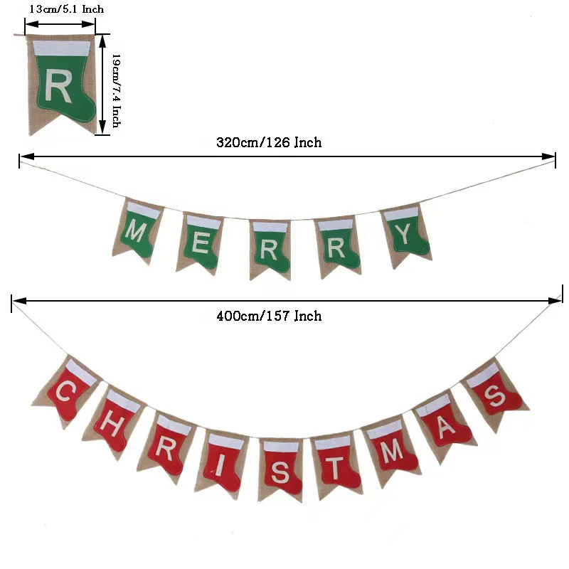 

Sock Swallowtail Flag Linen Banner Pull Flower Hanging Flags Christmas Tree Wall Hanging For Xmas Party Decor Christmas Decor