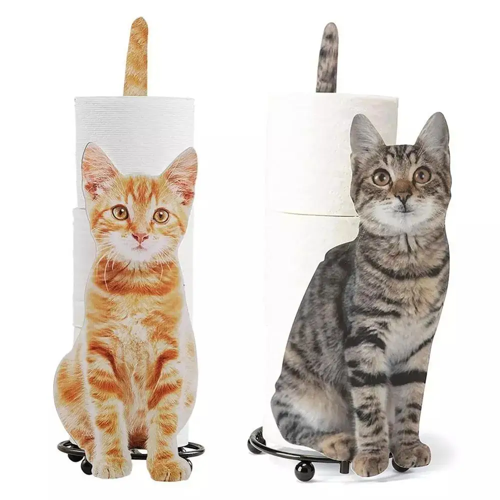 

Держатель для салфеток в форме кошки, держатель для кухонных рулонов бумажных полотенец, вертикальная подставка для туалетной бумаги