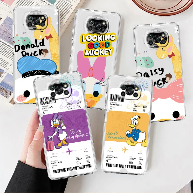 

Clear Case For Xiaomi Mi Poco X3 NFC M3 Pro F3 F1 11 Lite 12 Redmi Note 10 9S 8 7 9 Soft Phone Cover Cute Donald Duck