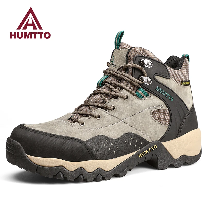 HUMTTO Winter Ankle Boots Luxury Brand Designer Platform Rubber Boots for Men Hiking Hunting Leather Mens Shoes Free Shipping