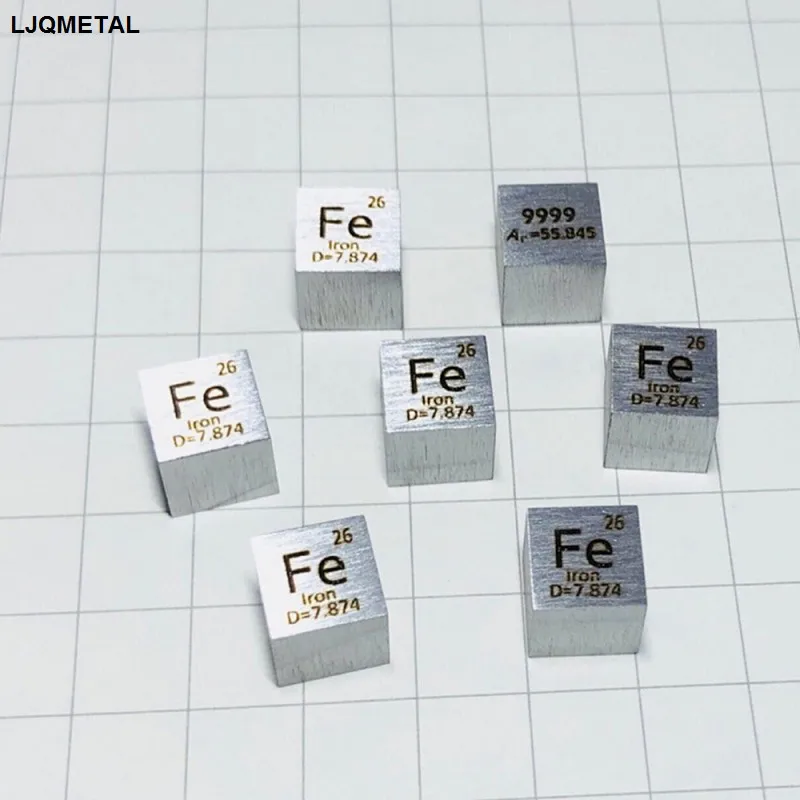 

5pcs/10pcs 99.99% High Purity Iron Fe 7.93g Carved Element Periodic Table 10mm Cube