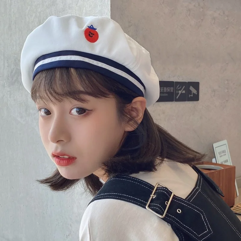 

Navy Style Sailor Beret Japanese Spring and Autumn Retro Literary Artist Hat Korean Cute Girl Travel All-match Women's Hats