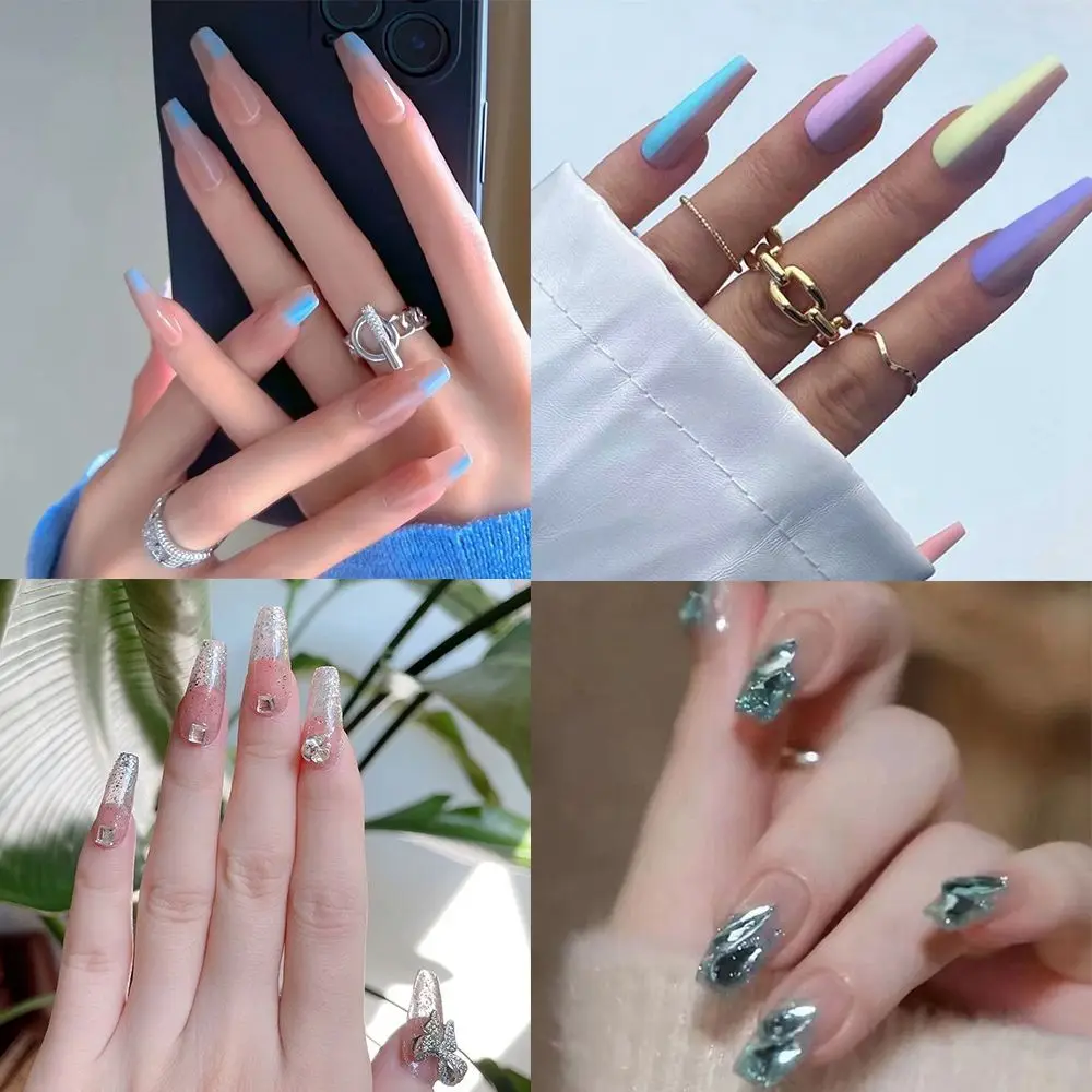 

24pcs/Box Ballerina Detachable Artificial Manicure Tool Nail Tips Glitter Coffin False Nails Wearable Fake Nails