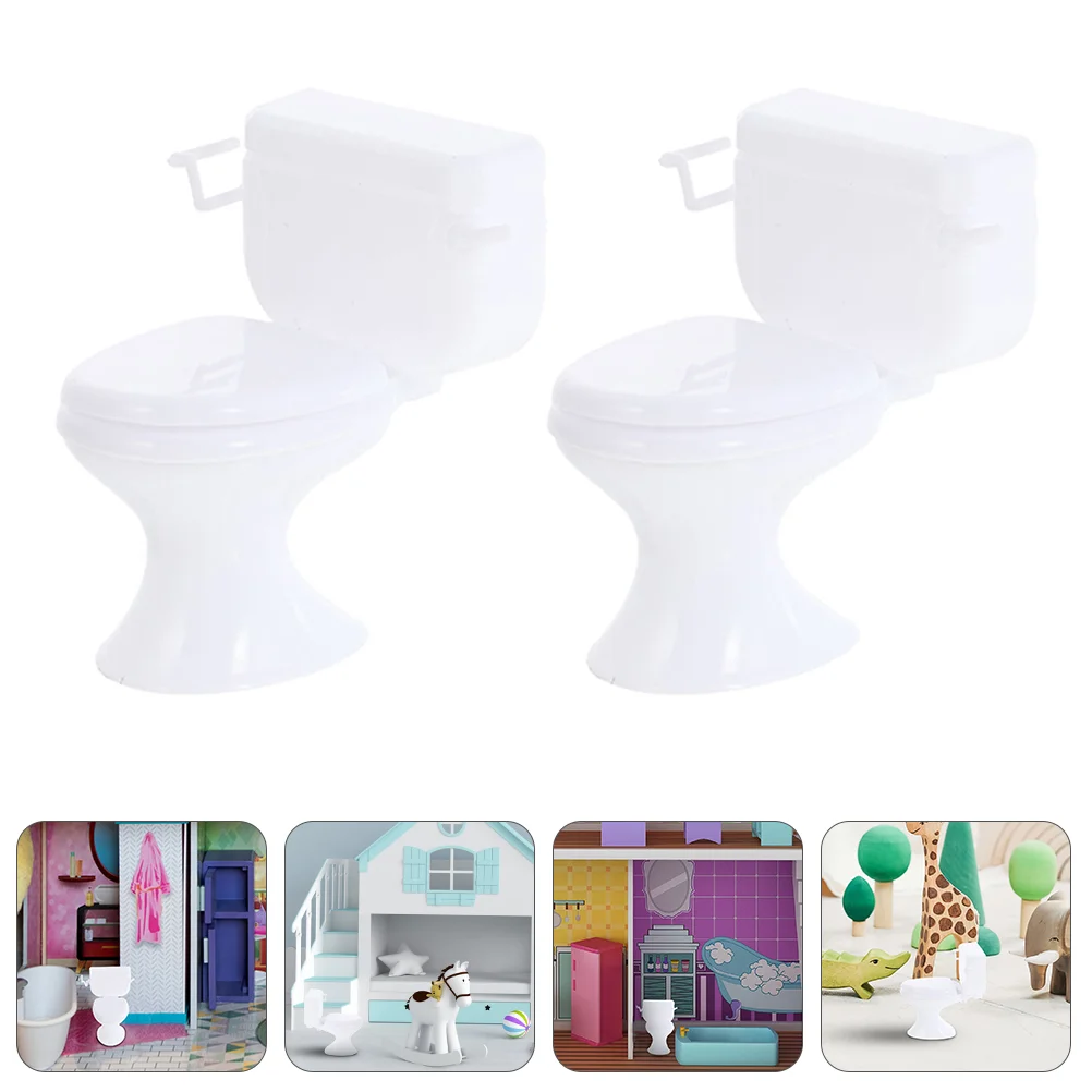 

Simulated Toilet Children House Play Toy Toys Decorative Mini Model Furniture Bath Kit Educational Ornament