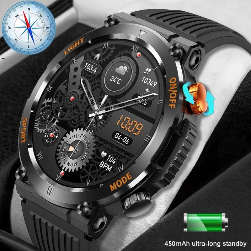 

2023 Outdoor Smartwatch for Men 1.46 Inch BT Phone Compass Heart Rate Monitor Sleep Tracker Watches 100sports Mode Fitness Watch